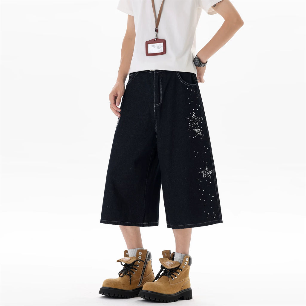 Rhinestone Straight Leg Jorts