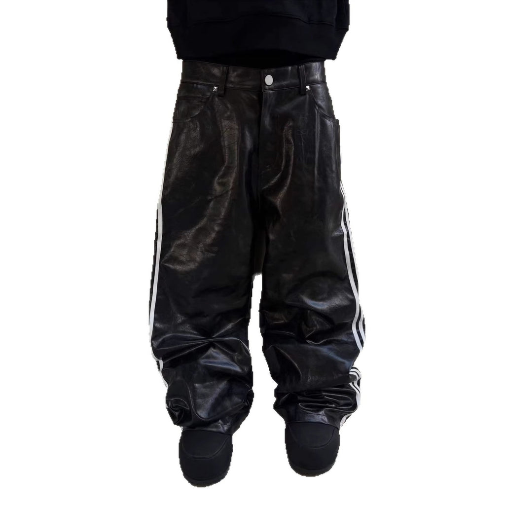 LEATHER STUD WIDE PANTS