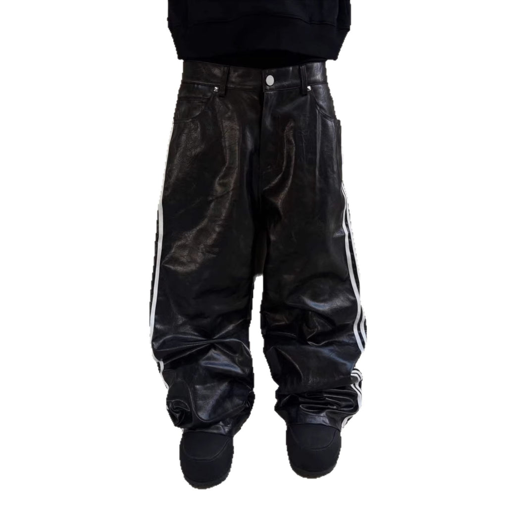 LEATHER STUD WIDE PANTS