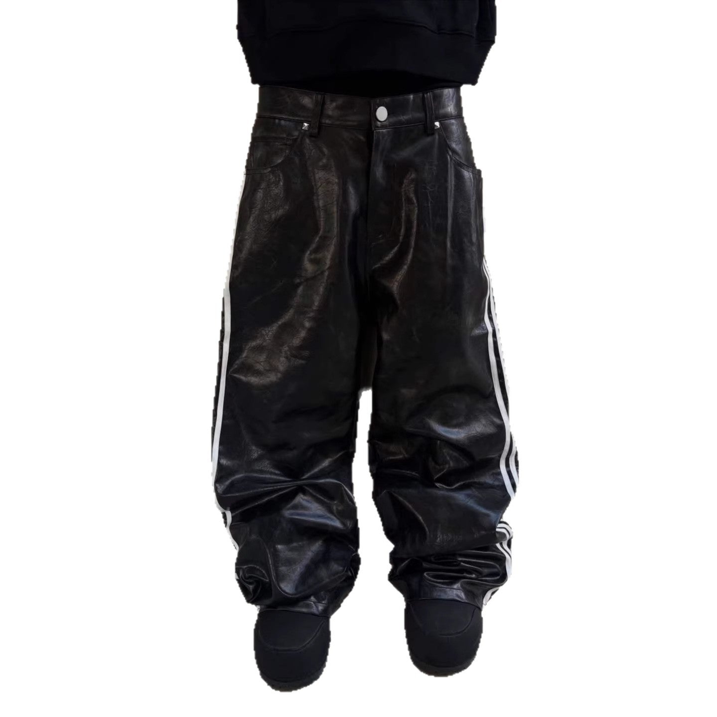 LEATHER STUD WIDE PANTS