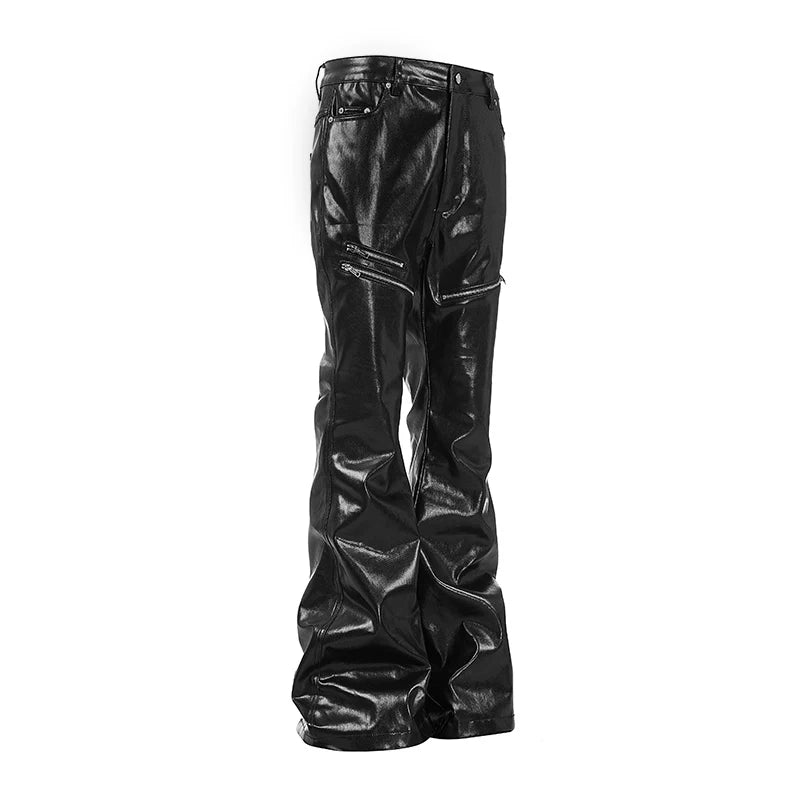 Obsidian Coated Zip Flare Denim