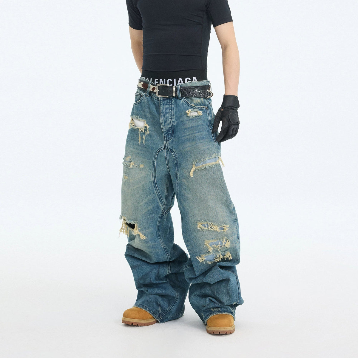 GRAVUNE WIDE DENIM PANTS