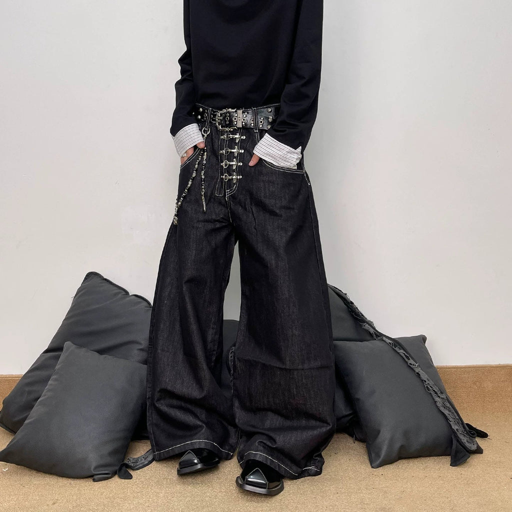 FRONT TOGGLE BAGGY DENIM