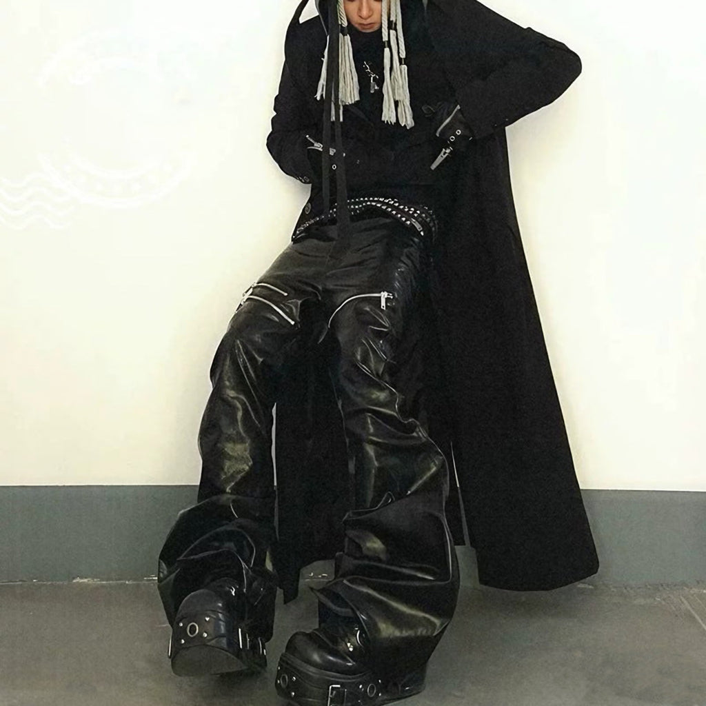 Obsidian Coated Zip Flare Denim