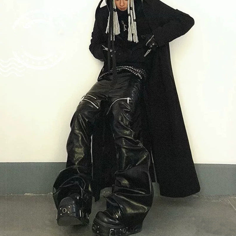 Obsidian Coated Zip Flare Denim