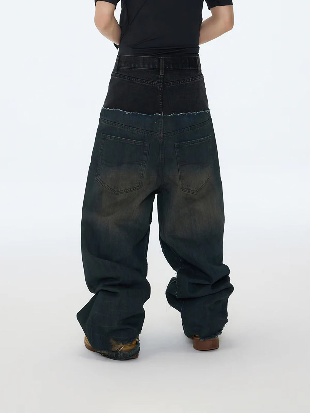 TWO-TONE WIDE JEANS