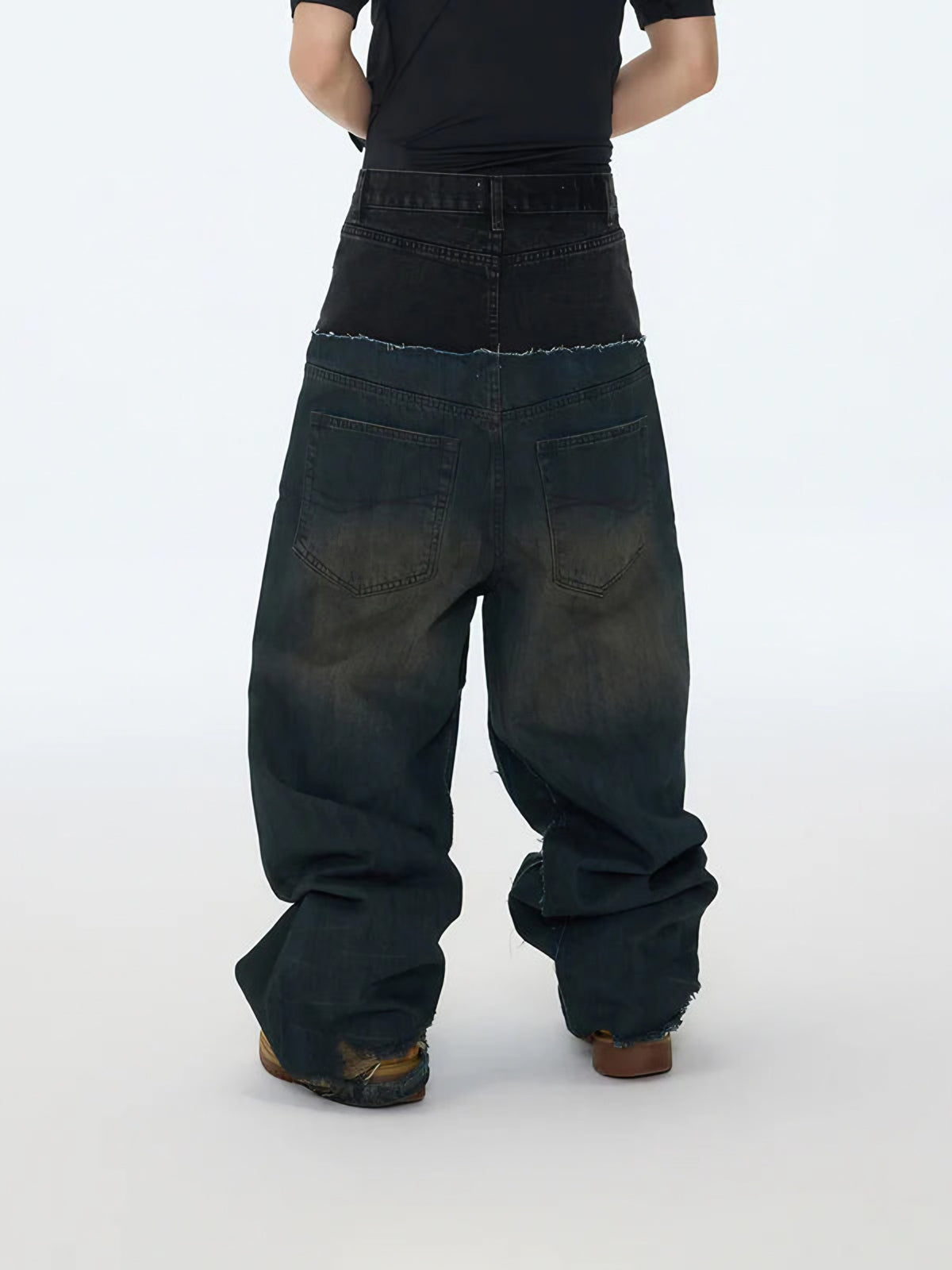 TWO-TONE WIDE JEANS