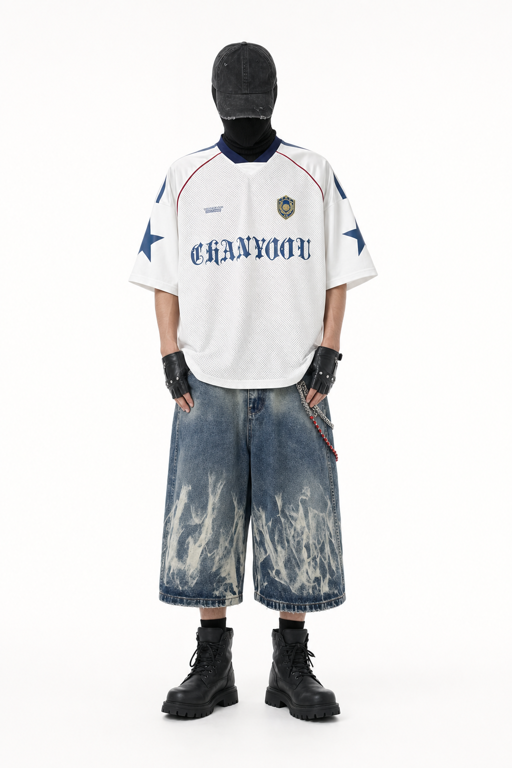 HALKREN FOOTBALL TEE × VORTEX BAGGY SHORTS コーディネート