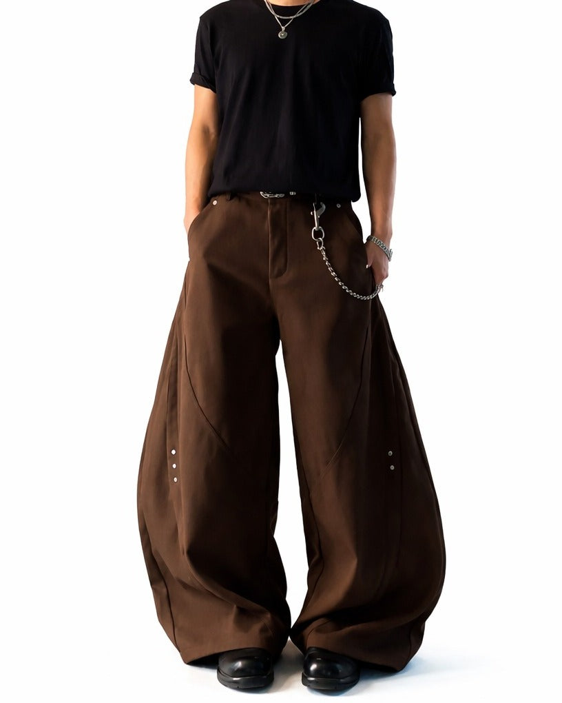 BROWN DRAPE WIDE PANTS