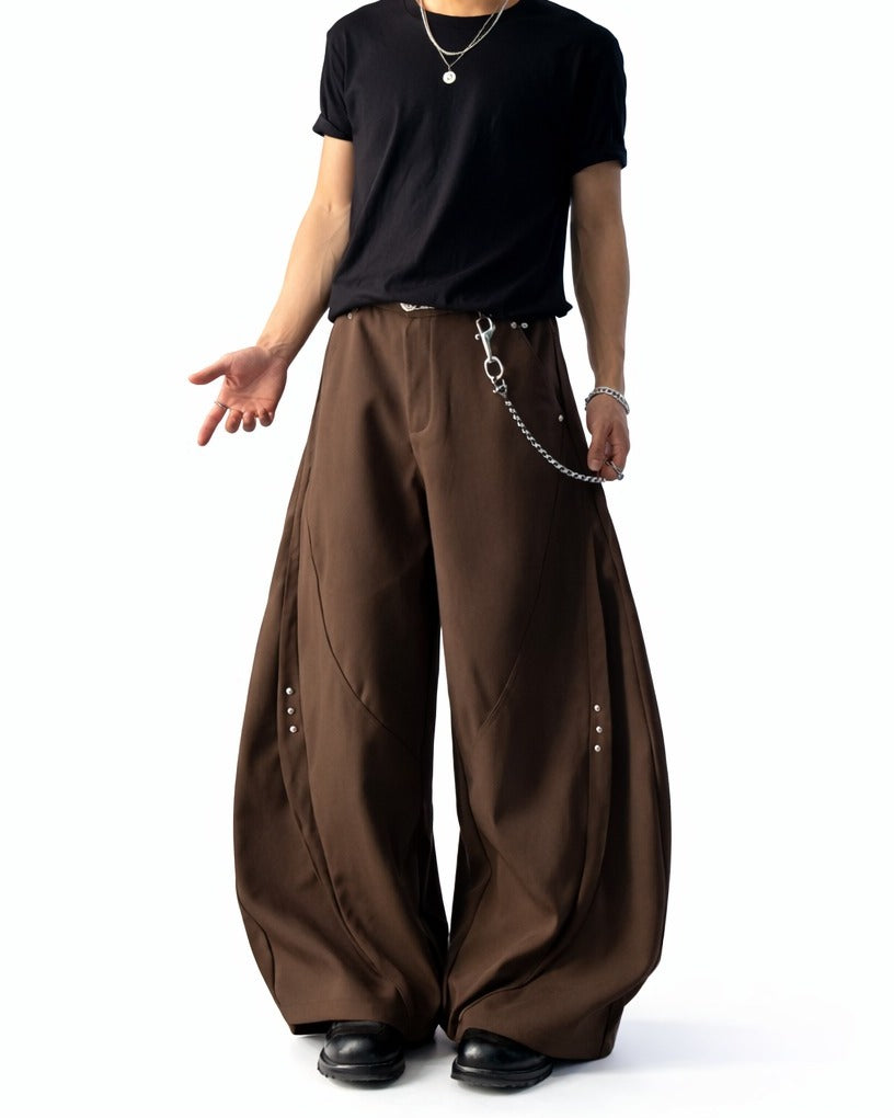 BROWN DRAPE WIDE PANTS