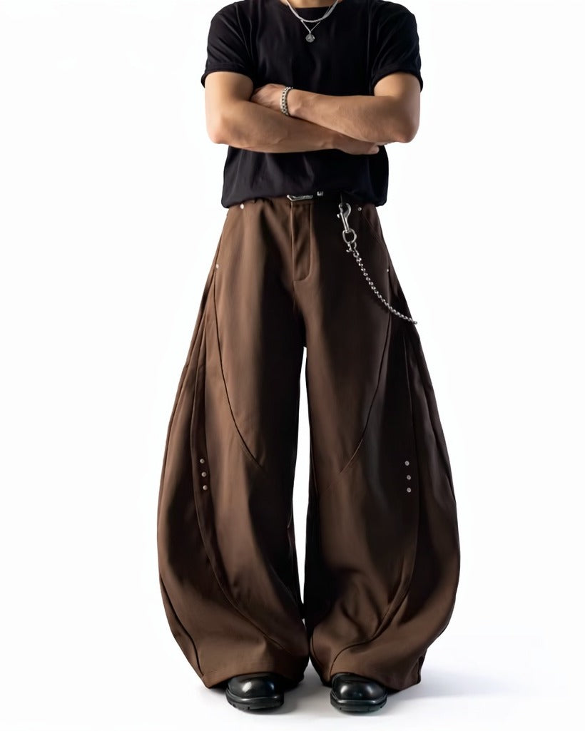 BROWN DRAPE WIDE PANTS