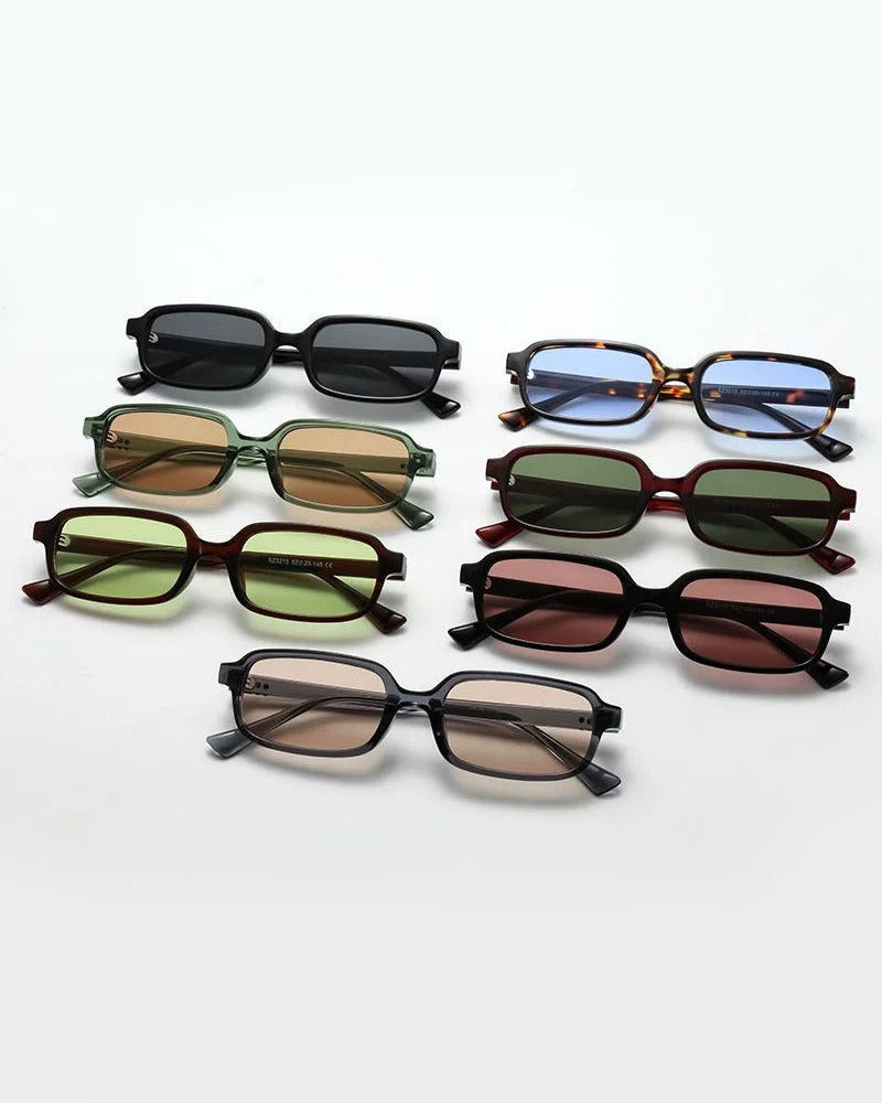 CLEAR FRAME RECTANGLE SUNGLASSES