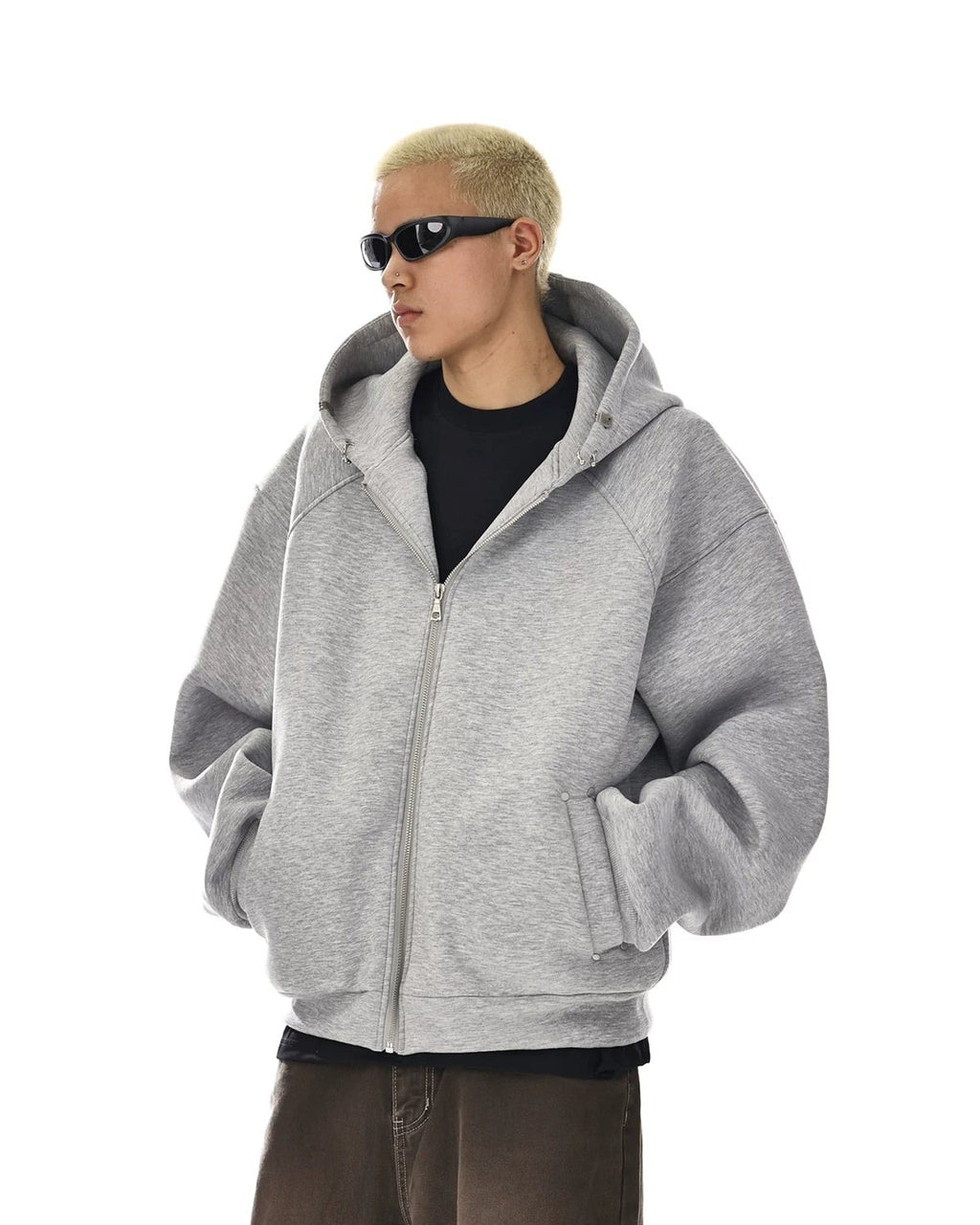 CONCRETE PLAIN SWEAT ZIP HOODIE
