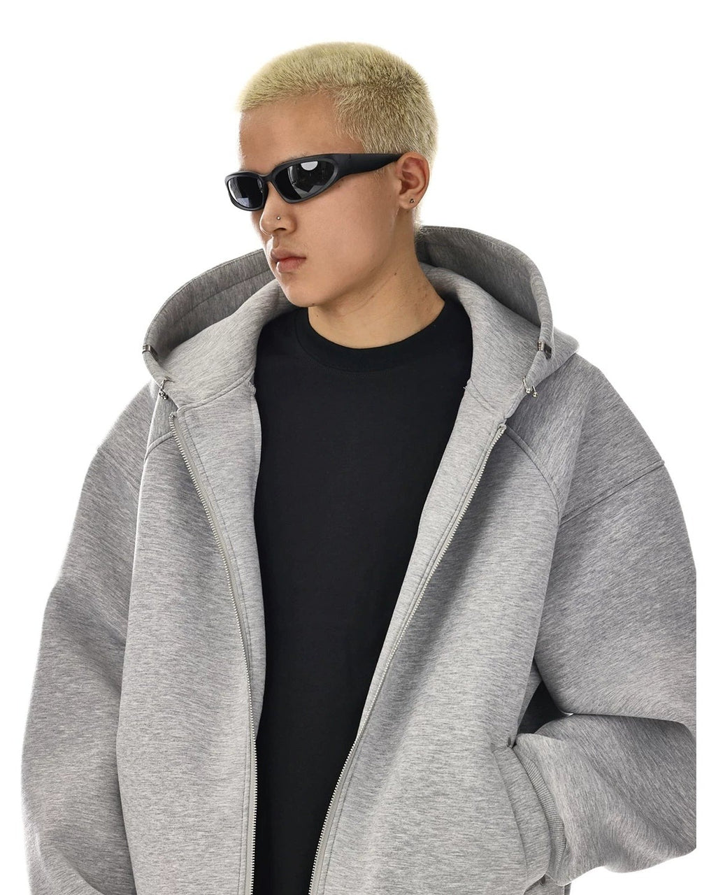 CONCRETE PLAIN SWEAT ZIP HOODIE