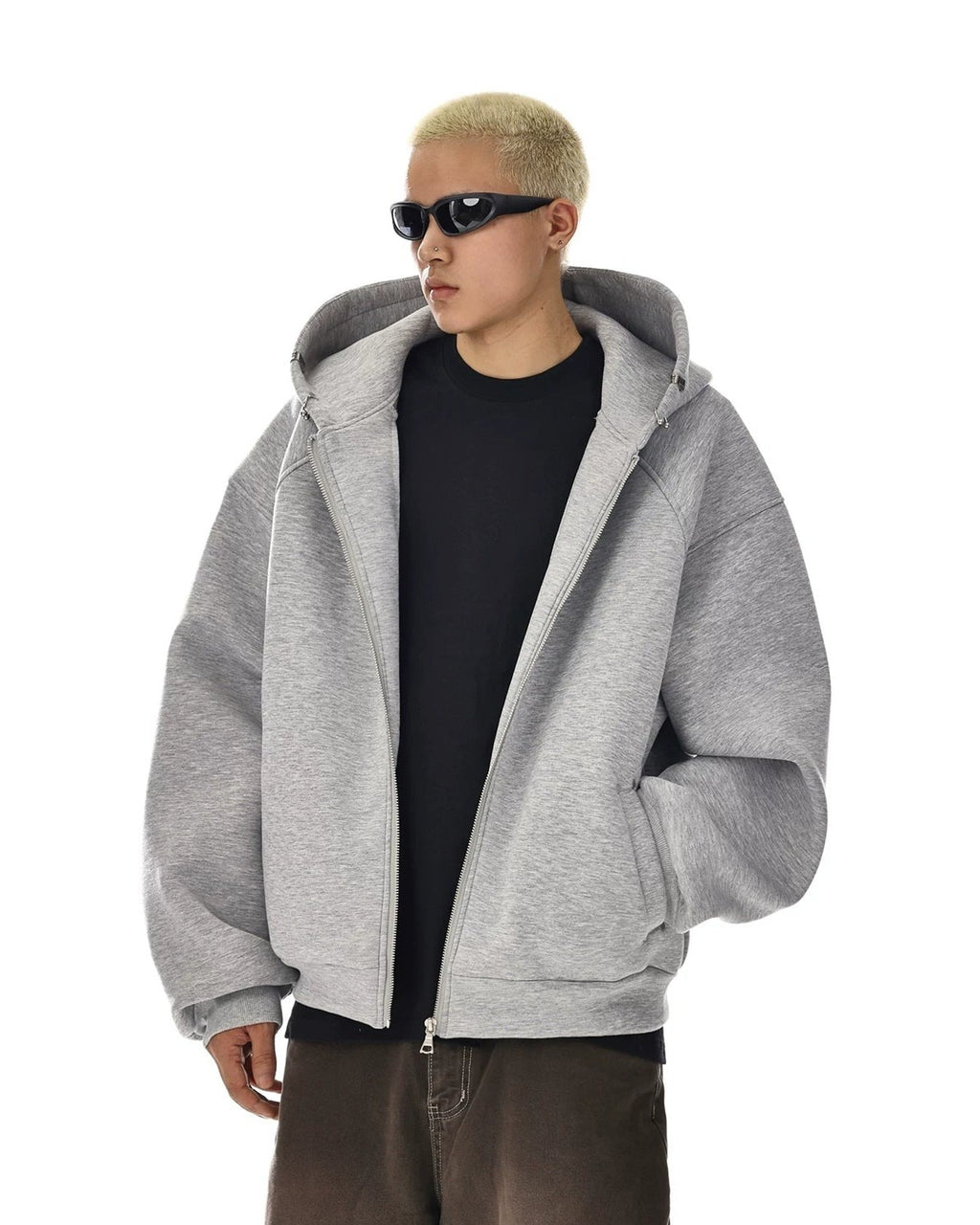 CONCRETE PLAIN SWEAT ZIP HOODIE