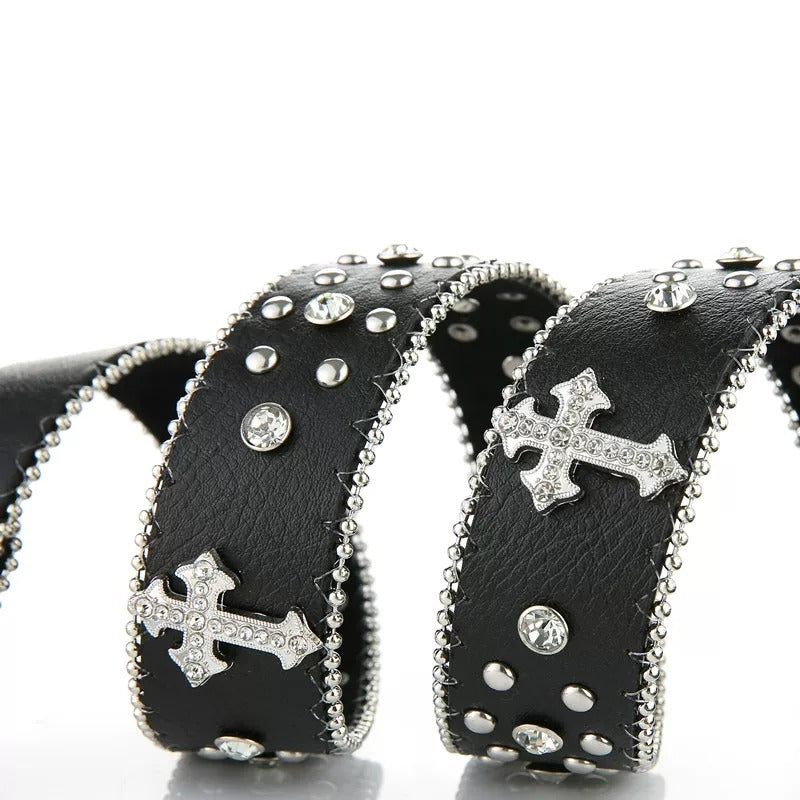 CROSS RHINESTONE WESTERN BELT