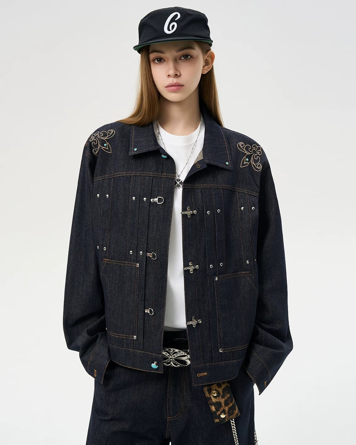 EMBROIDERED YOKE DENIM JACKET