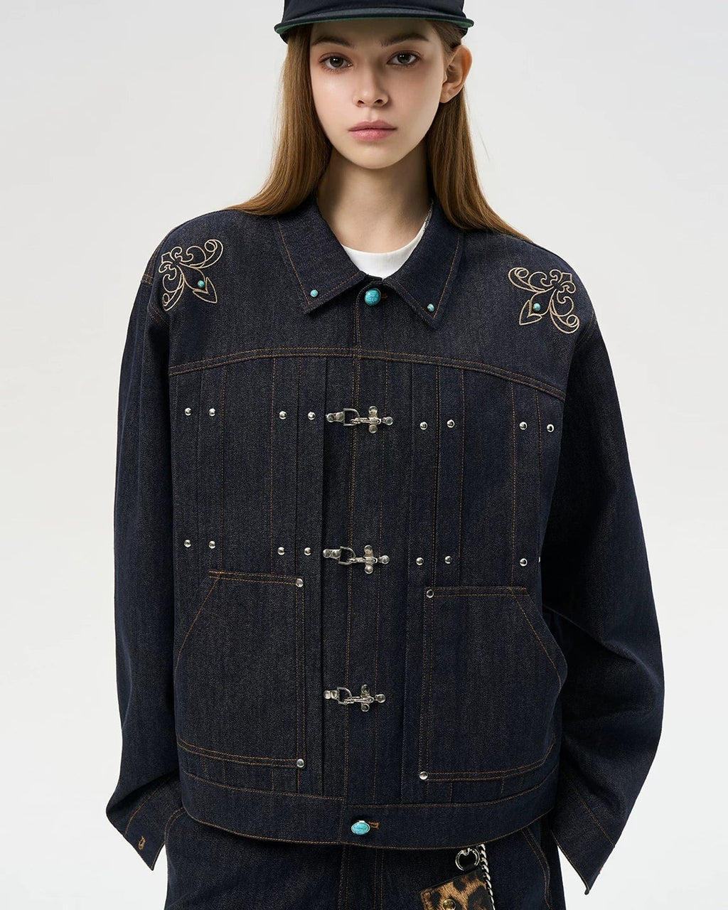 EMBROIDERED YOKE DENIM JACKET