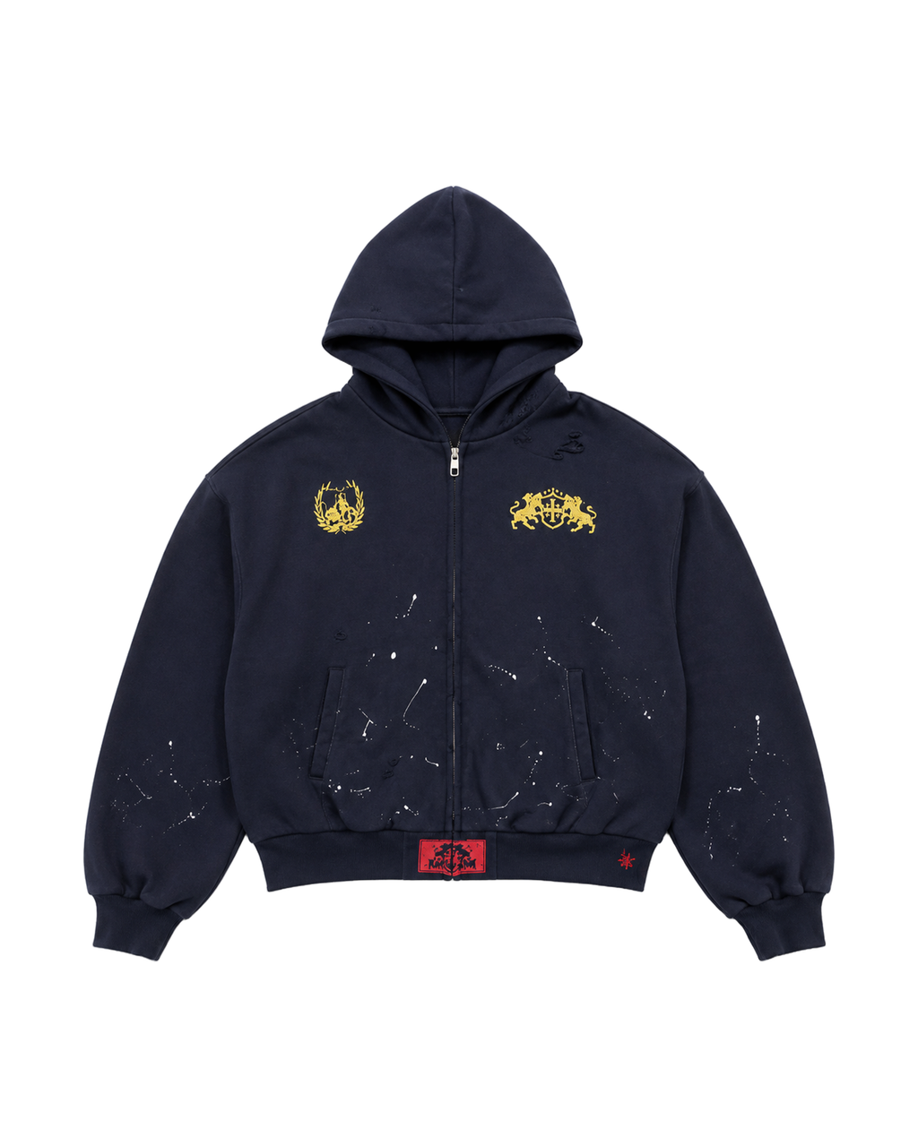 PAINT SPLATTER CREST ZIP HOODIE 平置き（規格）