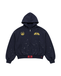 PAINT SPLATTER CREST ZIP HOODIE