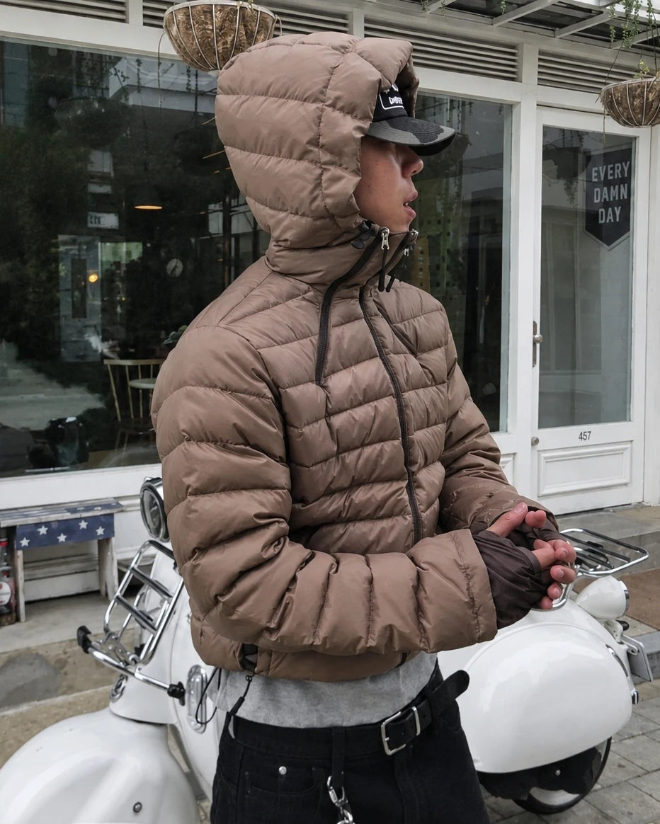 GLACIER HOODED CROPPED PUFFER