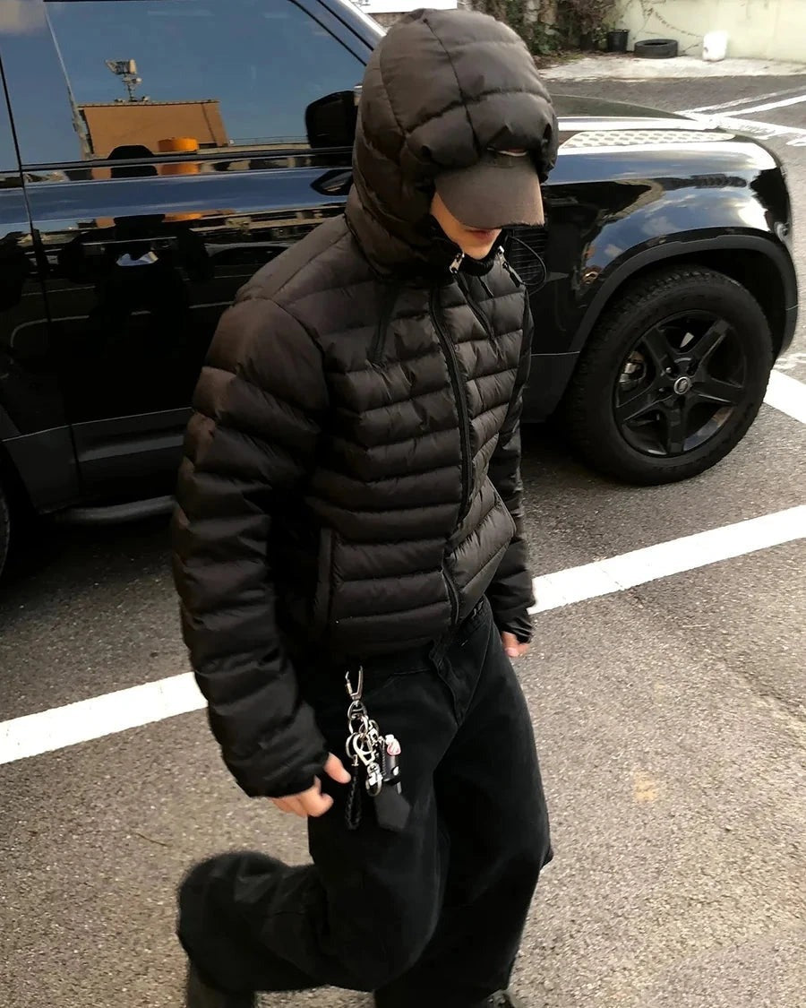 GLACIER HOODED CROPPED PUFFER