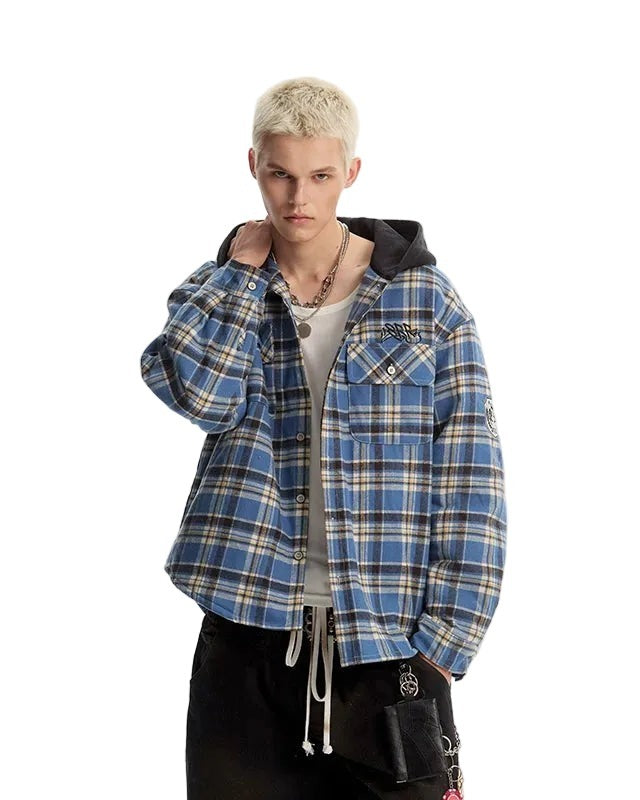 HIGHLAND PLAID HOODED SHIRT JACKET