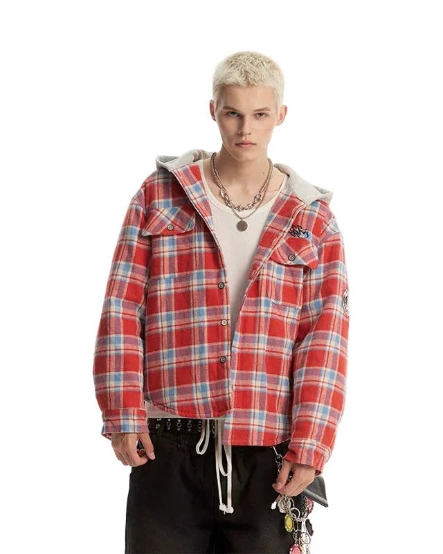 HIGHLAND PLAID HOODED SHIRT JACKET