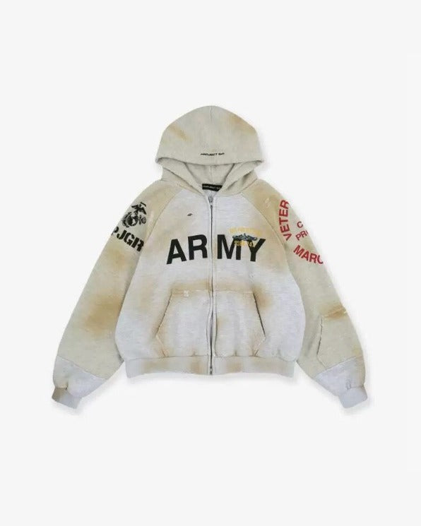 KORVEN DISTRESSED ZIP HOODIE