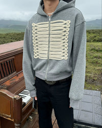 LOOP BRAID FRONT ZIP HOODIE