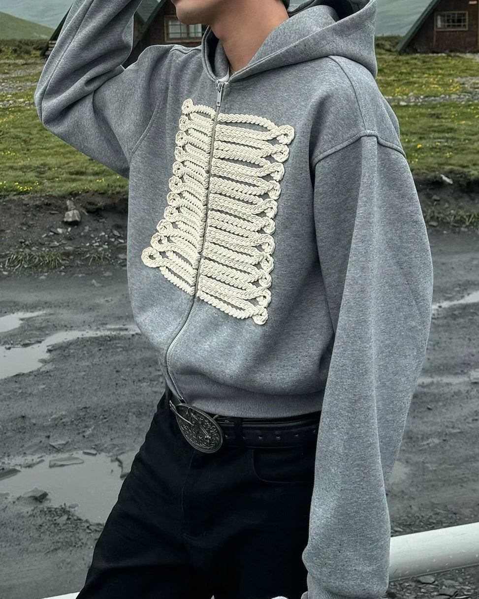 LOOP BRAID FRONT ZIP HOODIE