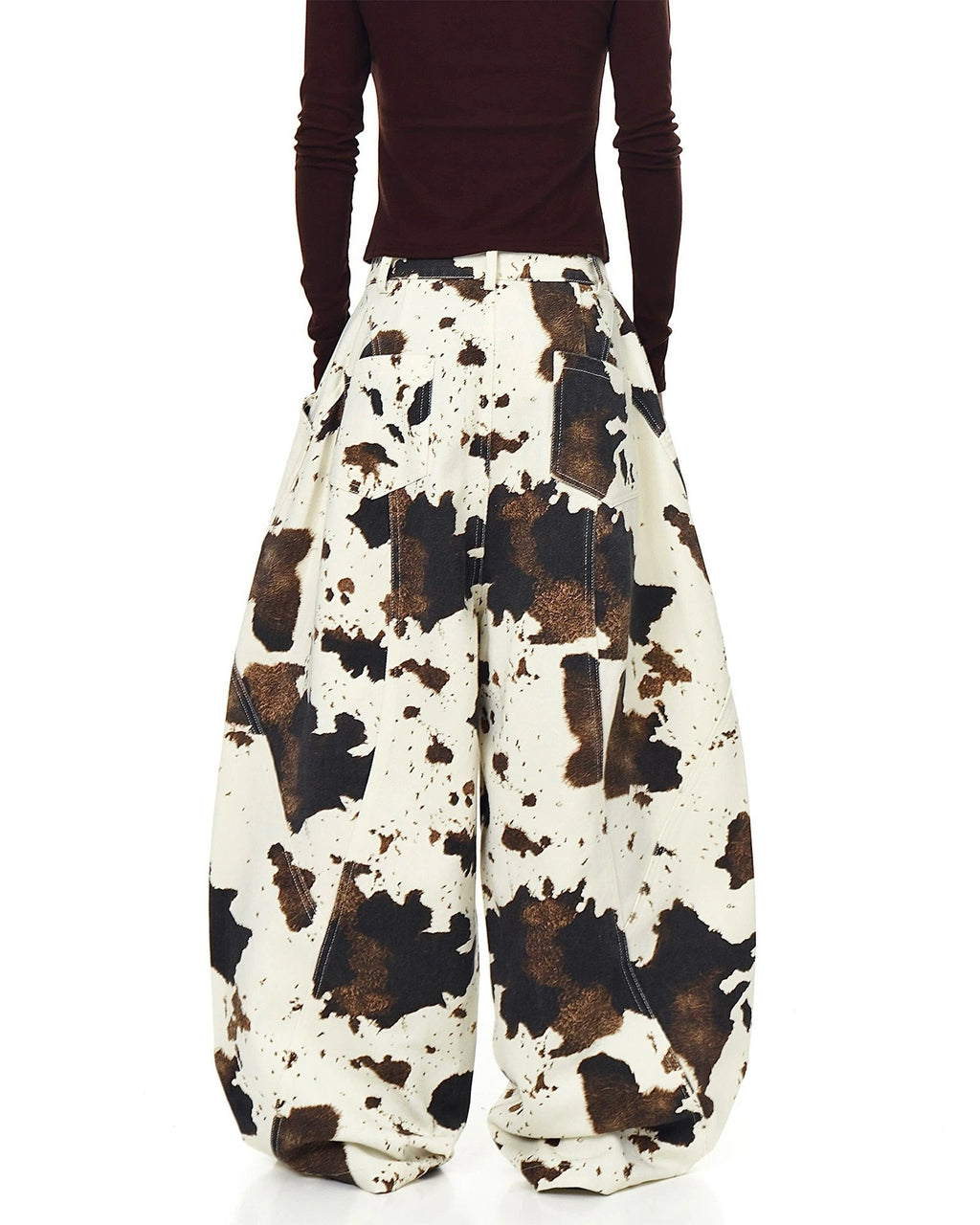 OXLETH COWHIDE PRINT WIDE PANTS