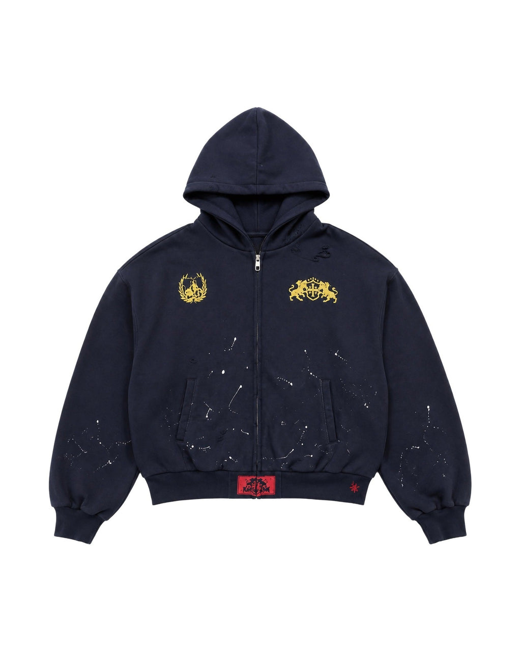 PAINT SPLATTER CREST ZIP HOODIE 平置き（規格）
