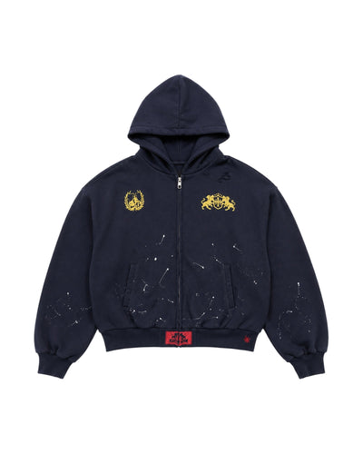 PAINT SPLATTER CREST ZIP HOODIE