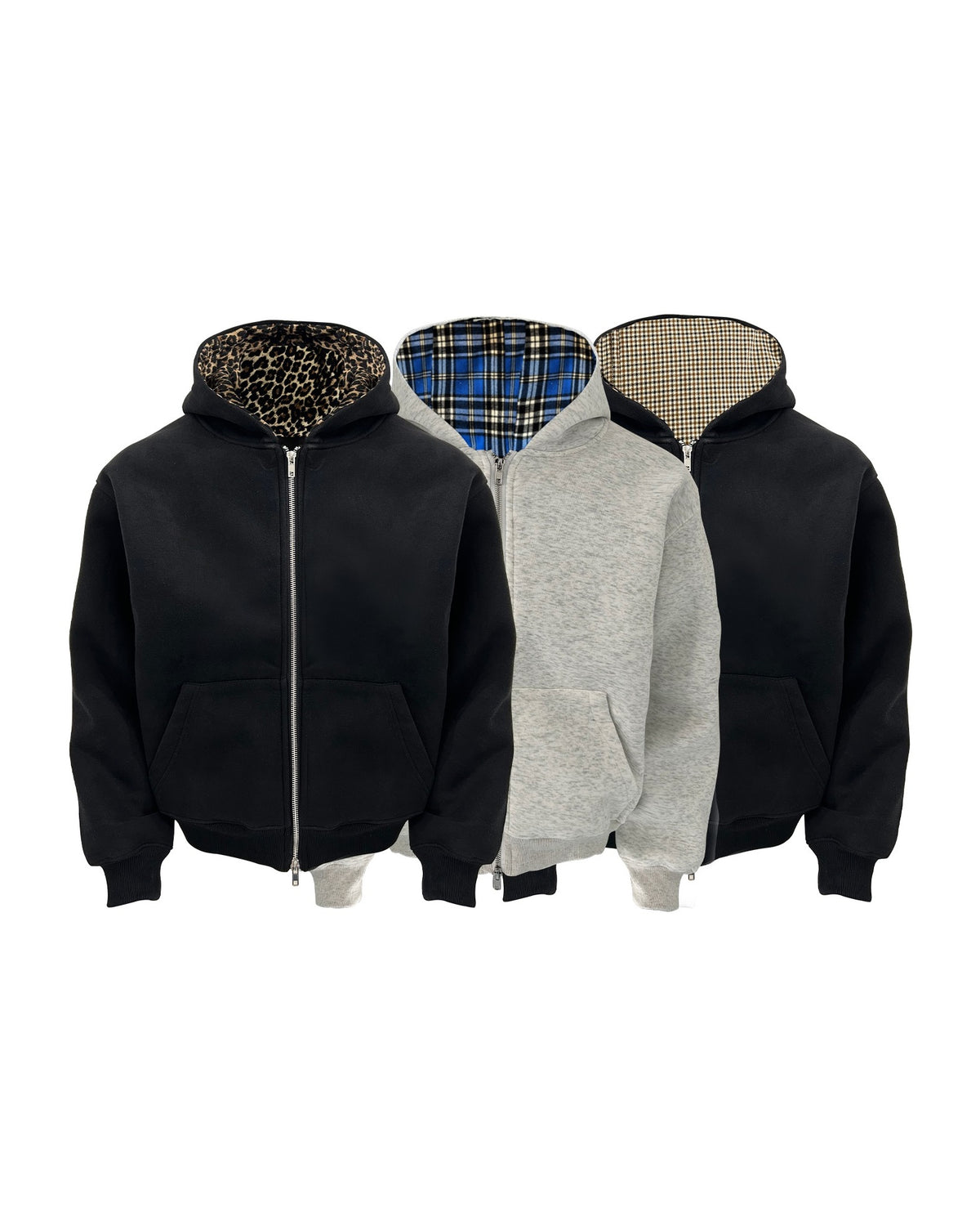PRINTED HOOD LINING ZIP HOODIE