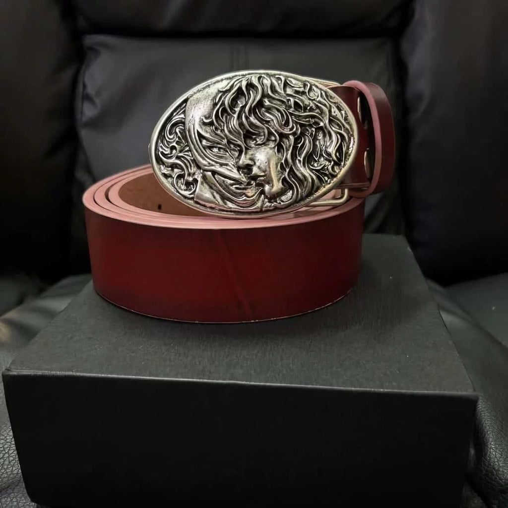 RED PORTRAIT BUCKLE BELT