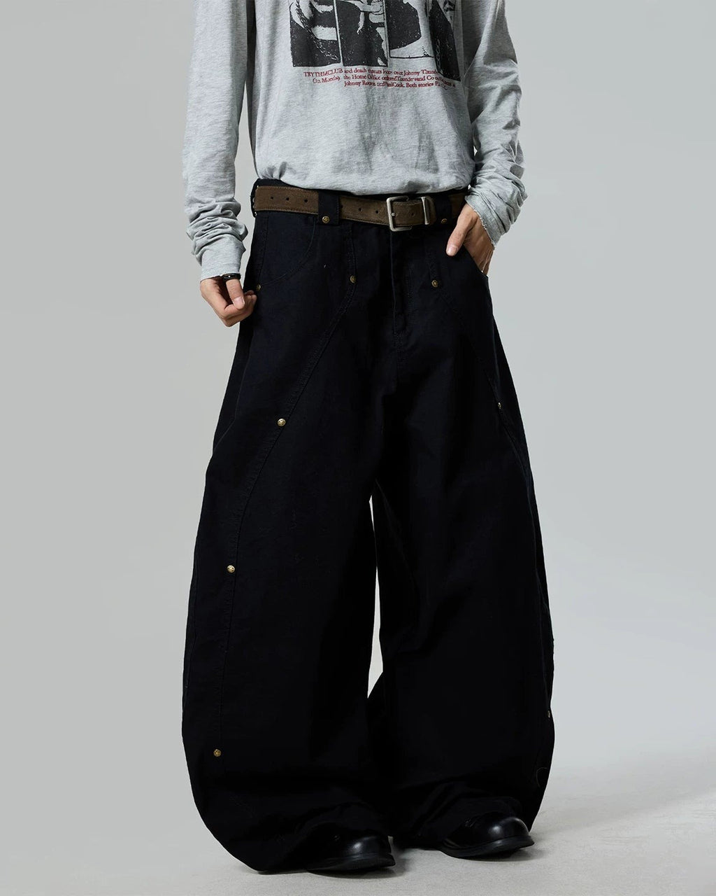 RIVET WASHED BALLOON PANTS