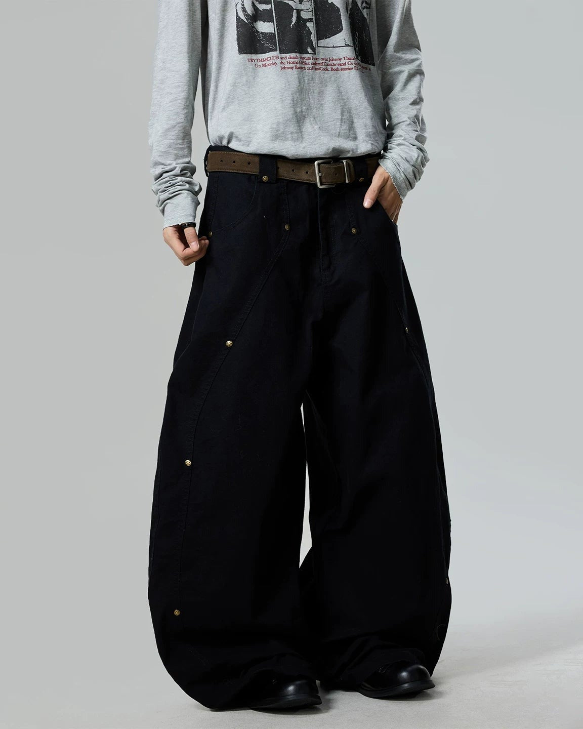RIVET WASHED BALLOON PANTS