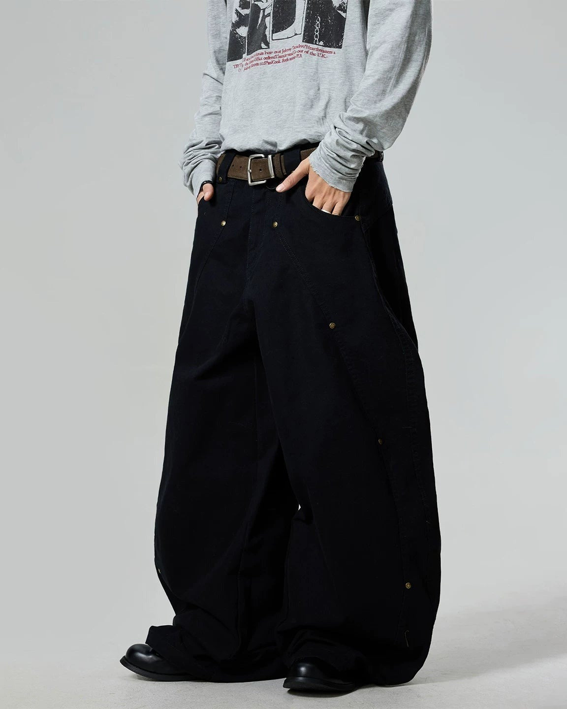 RIVET WASHED BALLOON PANTS