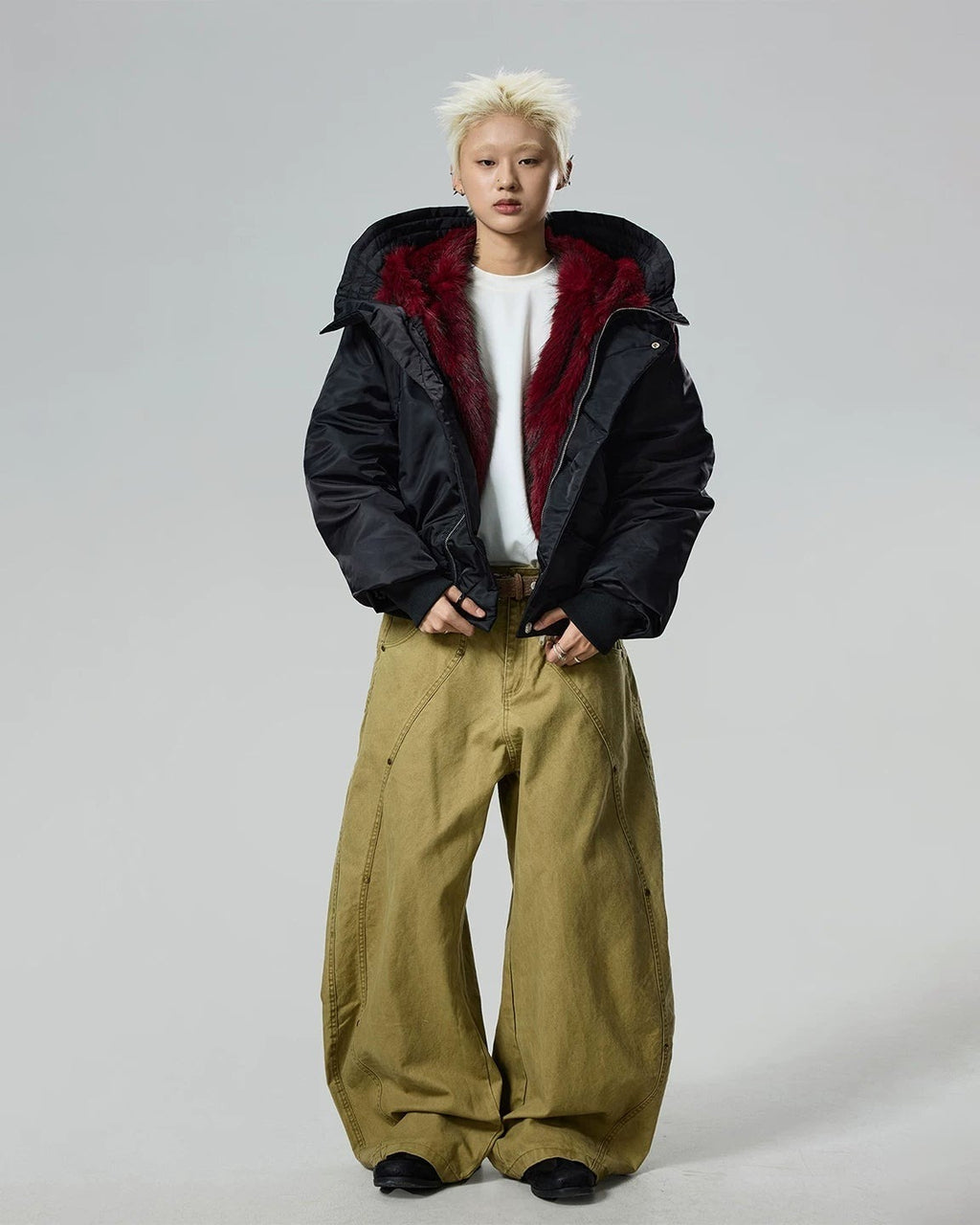 RIVET WASHED BALLOON PANTS