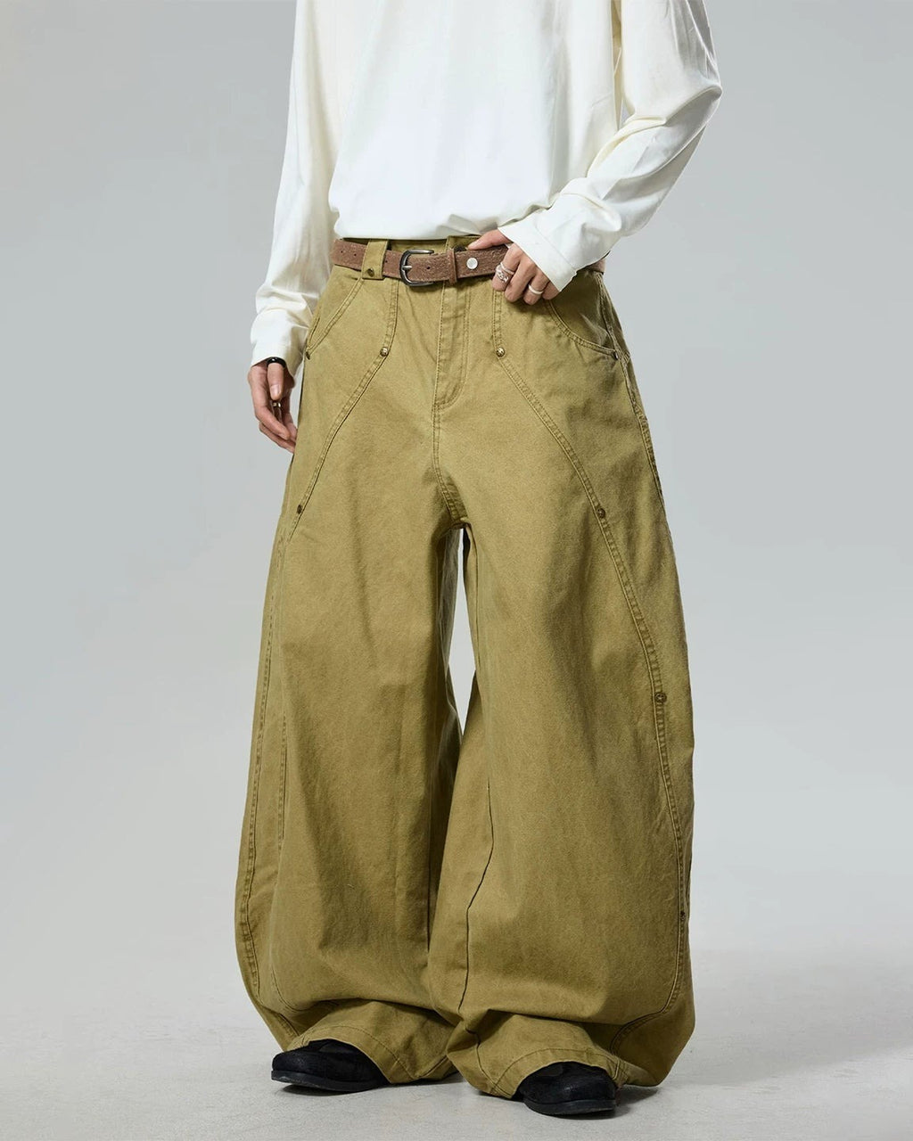 RIVET WASHED BALLOON PANTS