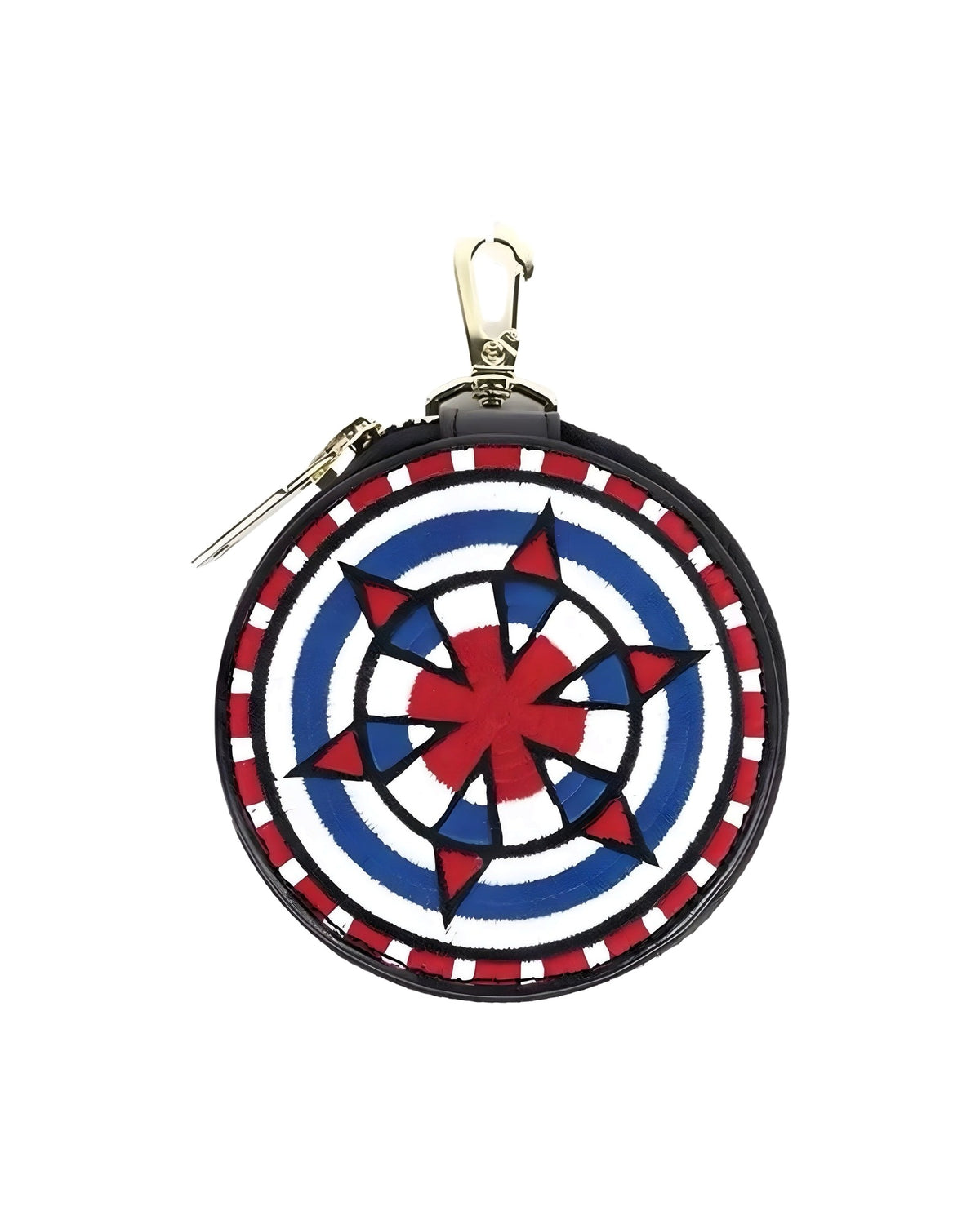 ROUND EMBROIDERY COIN CASE Blue 正面