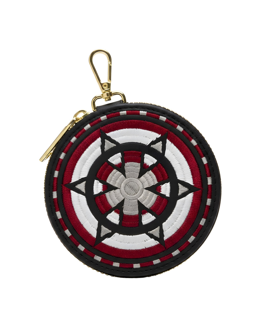 ROUND EMBROIDERY COIN CASE Black 正面
