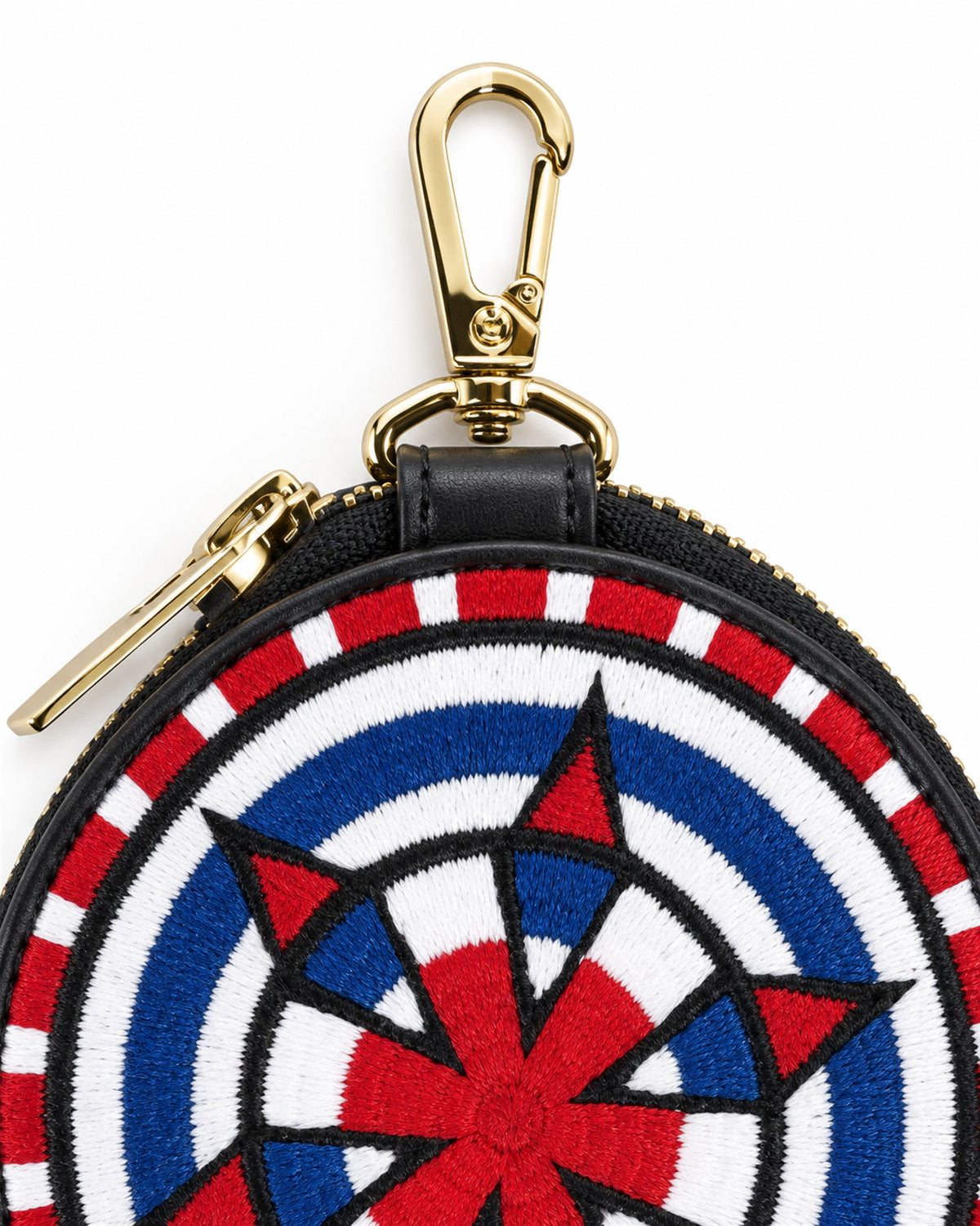 ROUND EMBROIDERY COIN CASE Blue 金具ディテール