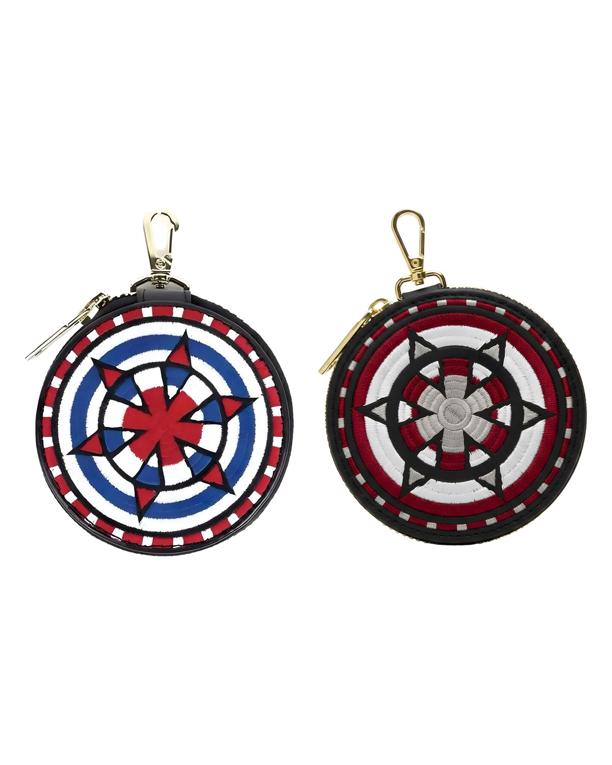 ROUND EMBROIDERY COIN CASE Blue / Black 2色