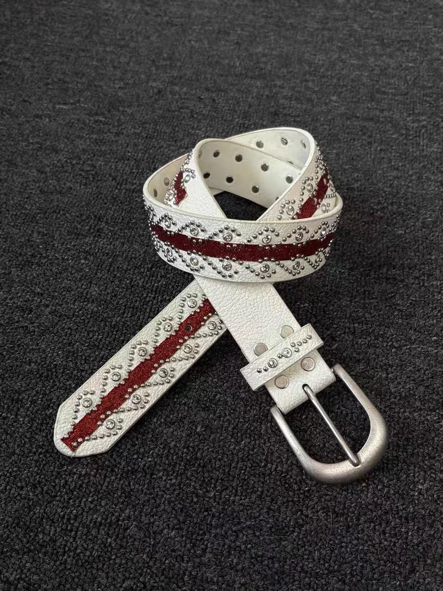 SCARLET LINE STUDDED BELT