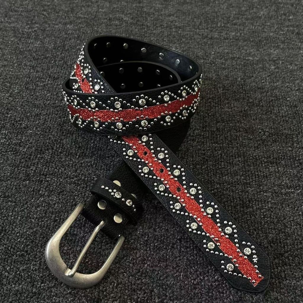 SCARLET LINE STUDDED BELT