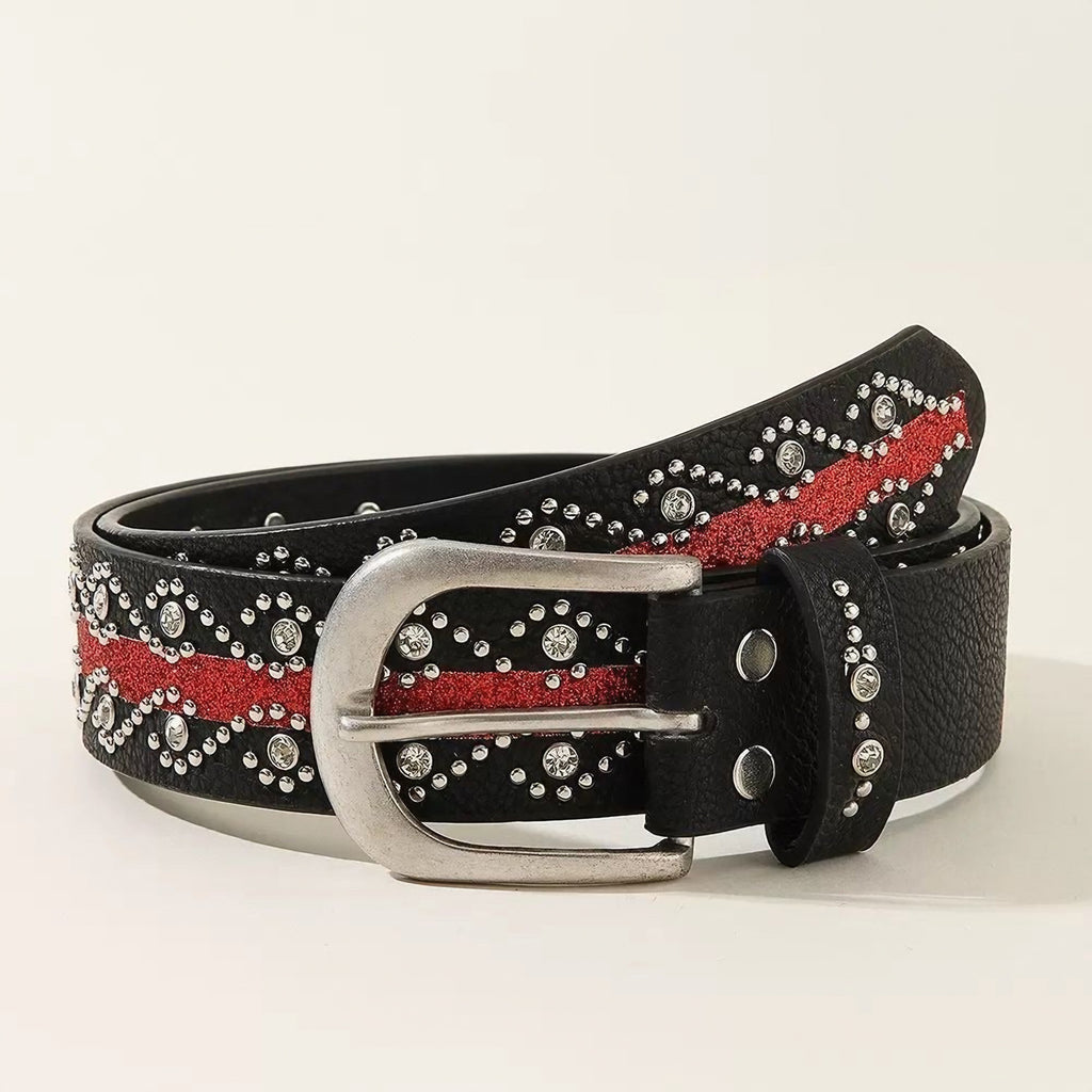 SCARLET LINE STUDDED BELT