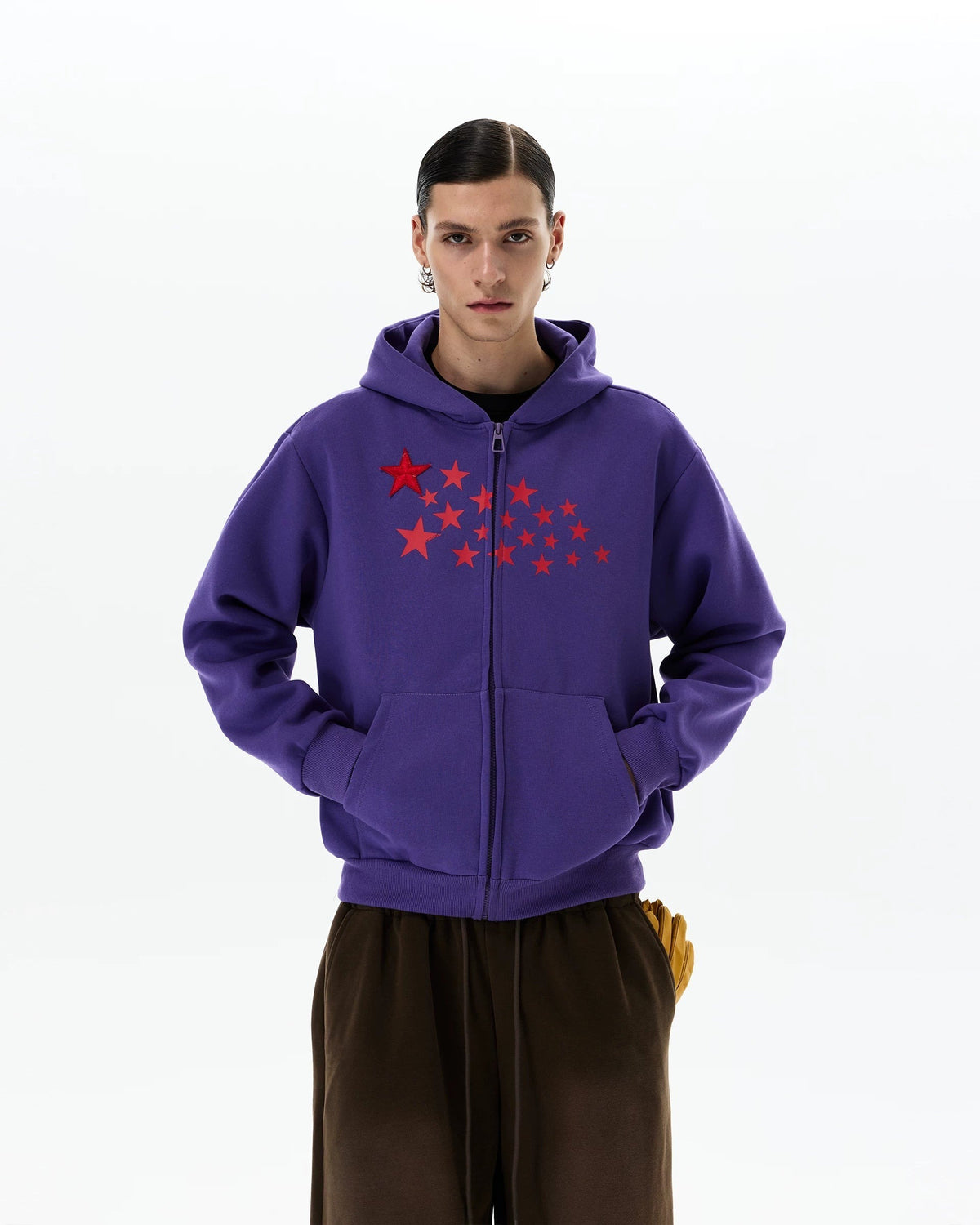 STAR PRINT PURPLE ZIP HOODIE