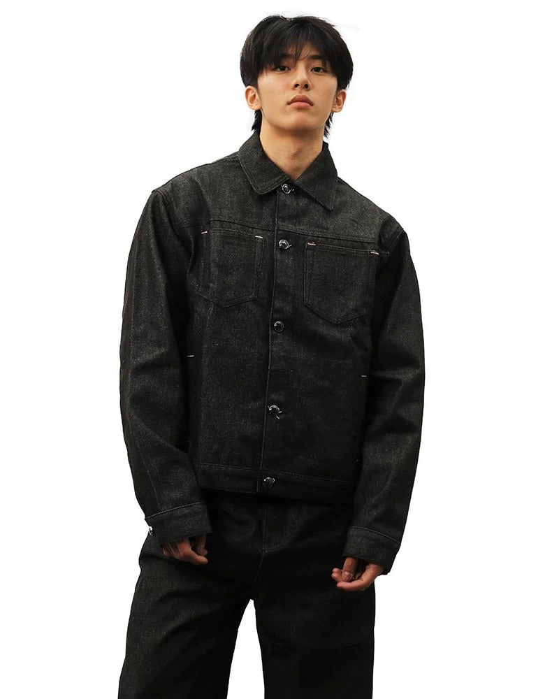 TONAL STITCH DENIM TRUCKER JACKET